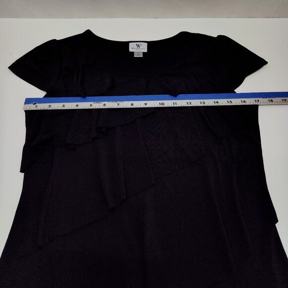 Worthington Stretch Small Ruffle Cap Sleeve Shear Airy Multi-Layer Stylish Top - Picture 5 of 6